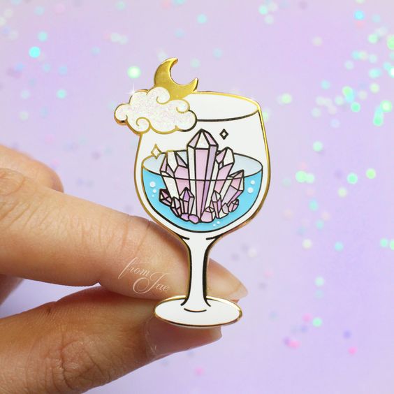 Crystal Moon Drink Enamel Pin 